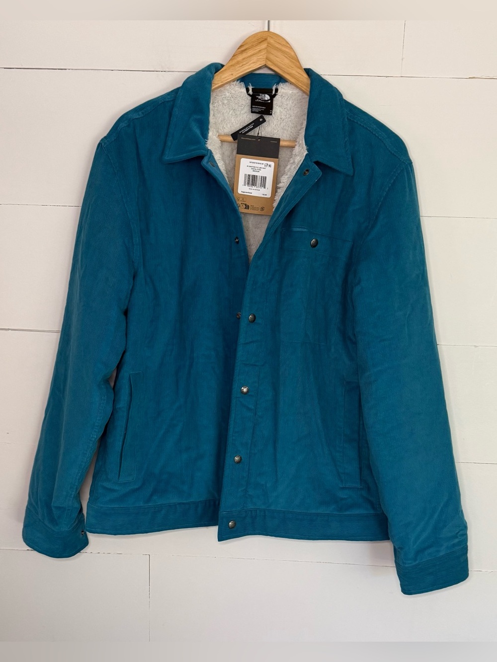 NWT The North Face Teal Corduroy Sherpa-Lined Shirt Jacket Size M